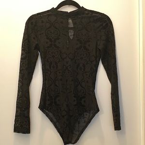 Forever 21 Black Sheer and Velvet Bodysuit